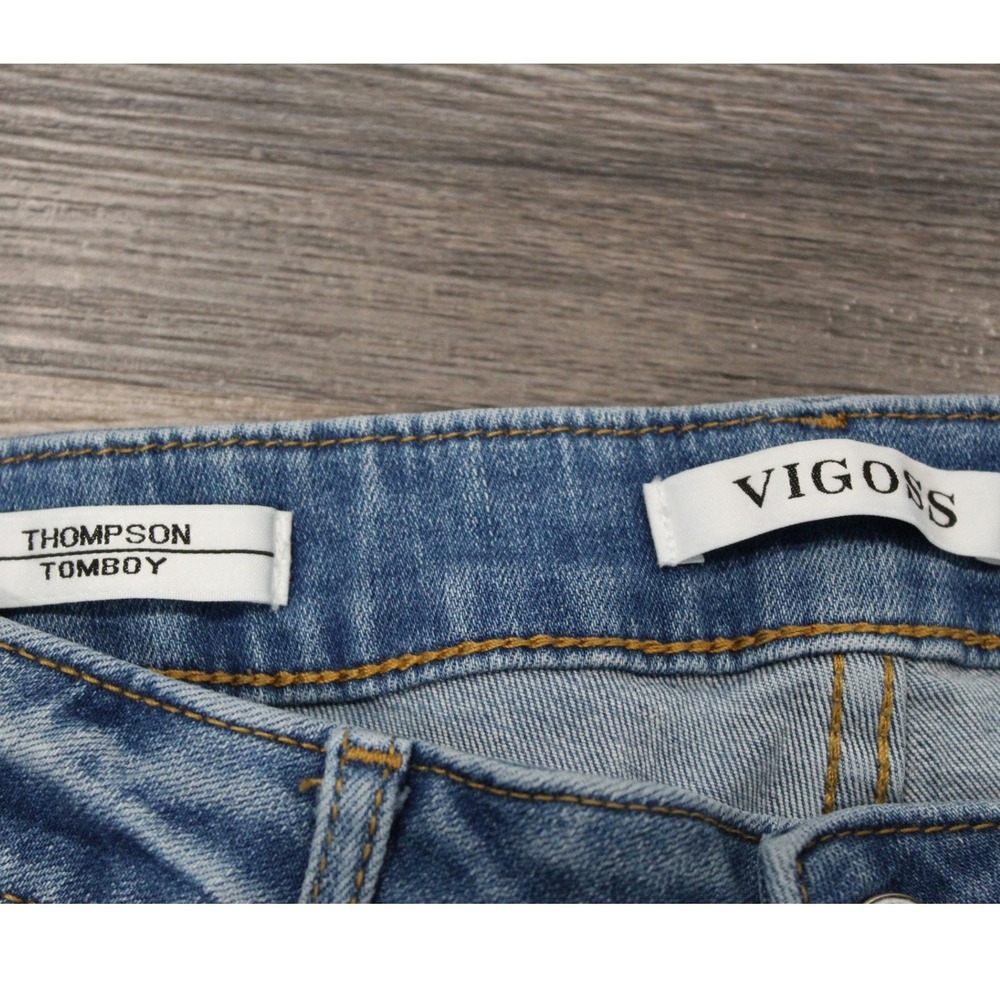 Vigoss Thompson Tomboy Jeans Size 30 Distressed Frayed Hem Light Wash Denim‎ - Picture 4 of 11